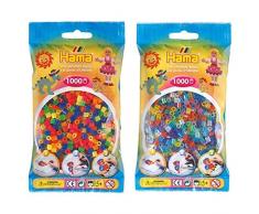Hama 207-51 - Bügelperlen im Beutel, ca. 1000 Stück, neon-Mix & 207-54 - Bügelperlen im Beutel, ca. 1000 Stück, glitzer-Mix