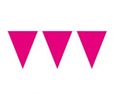 Folat Wimpelkette, Wimpelgirlande, 10 Meter, mit 15 Rosa Wimpeln, Partydekoration magenta