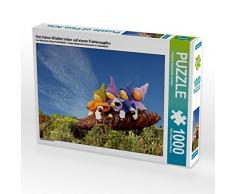 Vier kleine Wichtel reiten auf einem Fichtenzapfen 1000 Teile Puzzle quer