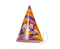 Ciao 29148 – Packung 6 Partyhütchen Konus Papier Halloween Disney Mickey und Minnie, Orange