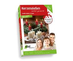 Pracht Creatives Hobby 7217-10111 - Kerzen Gießset für Adventskerzen, mit 2 runden Kerzengießformen, Kerzenwachs, Wachsfarbe und Kerzendocht, zur Gestaltung von individuellen Stumpenkerzen