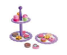 Etagere Kekse und Pralinen aus bunt lackiertem Holz, ein dekorativer Ständer mit bunten Keksen und Pralinen sowie Muffins, schöne Ergänzung zur Kinderküche oder zum Kaufladen, für Kinder ab 3 Jahre