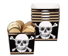 Boland 74116 - Popcornschüssel Pirat, 6 Stück, Fassungsvermögen 40 cl, umweltfreundlich, Popcornbehälter, Süßigkeitenbox, Schale, Schüssel, Tüten, Einwegbehälter, Motto Party, Kindergeburtstag