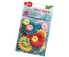 folia 12801 - Papierblumen farbig sortiert, 30 Stück, Größe ca. 2 - 5,5 cm - ideal als Tischdeko, Streudeko, zur Hochzeit, Party, Feier