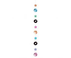 Boland 00740 - Hängedekoration Disco, Länge 185 cm, Discokugel, Schallplatten, Sterne, Girlande, Dekoration, Motto Party, Karneval