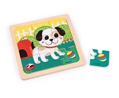 Janod J07066 Puzzle aus Holz 9 Teile, Hund Titus