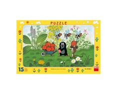 Dinotoys 1084 15 Stück hochwertiger Schreibtisch Puzzle mit Rahmen Kleines Maulwurf-Motiv
