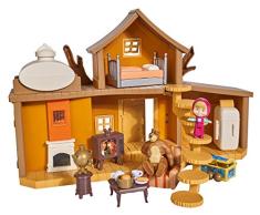 Simba 109301032 - Mascha und der Bär Spielset Großes Bärenhaus/ mit 2 Etagen/ zum Aufklappen/ mit Sound/ mit Mascha und Bär Figur/ Zahlreiche Spielmöglichkeiten/ 11x35x22cm