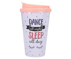 Depesche 2180.011 to-Go Becher aus Kunststoff mit Spruch, 350 ml, Dance Night, Sleep All Day, Mehrfarbig