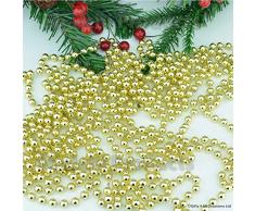 Shatchi 2940-GOLD-BALL-Kette, 6 m, goldfarbene Perlenkette, Girlande mit Weihnachtsbaum, Weihnachtsbaum, Lametta, Heimdekoration