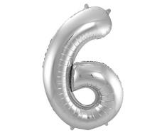 Folat 631761 - Folienballon Zahl 6 - silber - ca. 86 cm