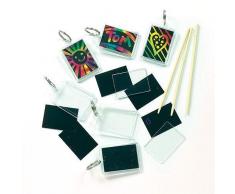 Kratzbild- Schlüsselanhänger - Regenbogenfarbe - Scratch Art für Kinder zum Basteln (6 Stück)