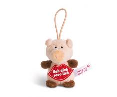 Nici 44868 Anhänger Schwein mit Spruch Hab Dich sooo lieb 8cm mit Loop, rosa/braun