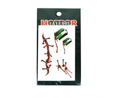 Gifts 4 All Occasions Limited SHATCHI-1441 Rasierer Temporary Tattoo Halloween Gruselkleid Kostüm Party Fun Mehrfarbig
