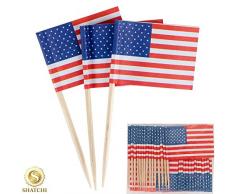 Gifts 4 All Occasions Limited SHATCHI-1217 Shatchi 50 Stück USA USA Amerika Flagge Picks Cocktail Sticks Cupcake Topper für Patriotische Motto-Party 4. Juli Dekorationen mehrfarbig