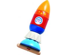 HABA 305228 - Fädelspiel Rakete, pädagogisches Spielzeug aus Holz für Kinder ab 2 Jahren, Geschicklichkeitsspiel zur Förderung der Feinmotorik