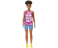 Barbie GHP98 - Fashionistas Puppe im pinken Camouflage Tanktop, Puppenspielzeug ab 3 Jahren