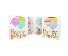 Gifts 4 All Occasions Limited SHATCHI-593 Geschenktüten, mittelgroß, glitzernd, 4 Farben, mit Etikett, recycelbar, mehrfarbig