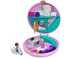 Polly Pocket GDK82 Pyjamaparty Schatulle Donut Wohnzimmer mit Polly und Shani, Mädchen Spielzeug ab 4 Jahren
