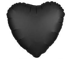 amscan 3803501 Folienballon Standard Satin Luxe Onyx Herz, Schwarz
