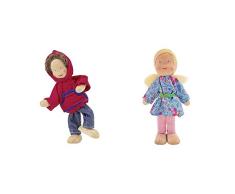 Käthe Kruse 66400 - Waldorf Biegepuppe Junge Martin, rot/blau + Waldorf Biegepuppe Mädchen Lisa, rosa/hellblau