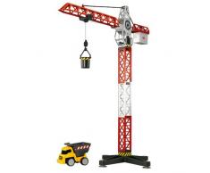 Dickie Spielzeug 203463337 - Kranset mit Baustellenfahrzeugen, Größe 67 cm, rot/weiß