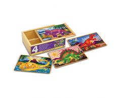 Melissa & Doug 4 verschiedene Holzpuzzle - Dinosaurier (48 Teile)