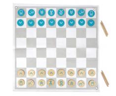 Small Foot 12026 Dame und Schach Active aus FSC 100%-zertifiziertem Holz für Erwachsene und Kinder, Outdoorspiel ab 3 Spielzeug, Mehrfarbig