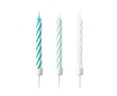 amscan 9904365 10 Geburtstagskerzen Aqua Glamor, 3X Türkis, 3X Mintgrün und 4X Weiß