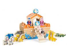 Small Foot 11227 Konstruktionsspiel Arche Noah aus Holz, Holzfiguren können durch passende Öffnungen im Holzschiff gesteckt Werden, für Kinder ab 2 Jahre Spielzeug, Mehrfarbig