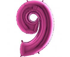 Trendario Folienballon Zahl 9 (Rosa) - XXL Riesenzahl 100cm Ballon - Helium Luftballons für Geburtstag, Partydeko, Hochzeit (Zahl 0, Silber)