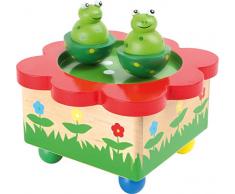 small foot 7541 Spieluhr Froschteich aus Holz, mit bunten Fröschen, die zur Melodie tanzen, ab 3 Jahren