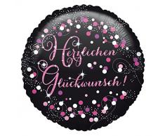 Amscan 3771501 Folienballon Herzlichen Glückwunsch, Rosa