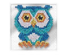 MAMMUT 8331831 Sequin Art Paillettenbild Eule, Easy, NO PINS, Steckbild, Komplettset mit Kunststoffplatte, Bildvorlage, Pailletten, Picker, Aufsteller, Anleitung, ab 4 Jahre, bunt
