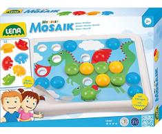 Lena 35630 - Bastelset Mein erstes Steck-Mosaik Set mit 36 Steckern 32 mm und Steckplatte mit abgerundeten Ecken