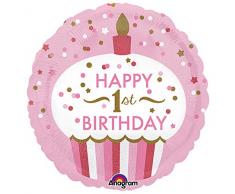 Amscan International 3452901 1. Geburtstag Cupcake Girl Folienballon