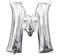 amscan 3303611 Folienballon Minishape Buchstabe M, Silber