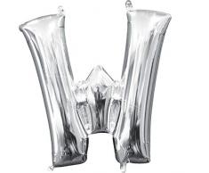amscan 3305611 Folienballon Minishape Buchstabe W, Silber