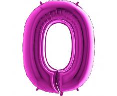 Trendario Folienballon Zahl 0 (Lila) - XXL Riesenzahl 100cm Ballon - Helium Luftballons für Geburtstag, Partydeko, Hochzeit (Zahl 0, Silber)