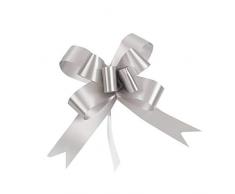 Shatchi Schleifen für Party, Wand, Geschenkverpackungen, Weihnachtsbäume, Hochzeit, Geburtstagskörbe, Dekoration, Floristen-Schleifen, 40 Stück, silberfarben