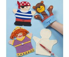 Baker Ross Weiße Handpuppen aus Stoff - zum Basteln und Dekorieren für Kinder - für Puppenspiel - 6 Stück