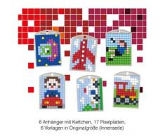 Pracht Creatives Hobby P90072-63501 Pixel Spaß Bastelset 34, für 6 Medaillons, Schlüsselanhänger, für Kinder, Jungen und Mädchen, ideal als kleines Geschenk, Mitgebsel, für den Kindergeburtstag, bunt