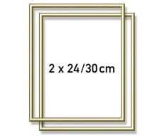 Schipper 605200762 - Malen nach Zahlen - 2x Alurahmen 24 x 30 cm, goldglänzend ohne Glas für Ihr Kunstwerk, einfache Selbstmontage, Gold