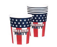 Boland 44956 - Partygeschirr Trinkbecher USA, 6 Stück, Fassungsvermögen 25 cl, umweltfreundliche Pappbecher, Einwegbecher, Geburtstag, Amerika, Überraschungsparty, Motto Party, Karneval