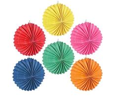 Boland 42036 - Ballonlaterne Einfarbig, 12 Stück, Größe 22 cm, 6 Farben sortiert, Papierlaterne, Lampion, Rot, Gelb, Rosa, Grün, Orange, Blau, Lampion, Geburtstag, Laternenzug, Hängedekoration