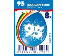 Folat 08228 95. Geburtstag Ballons 30 cm-8 Stück, Mehrfarbig