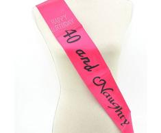 Gifts 4 All Occasions Limited SHATCHI-1207 Schatchi 40 und Naughty Pink-Schwarz Strass Schärpe zum 40. Geburtstag Kostümzubehör Partygeschenk Banner Dekoration
