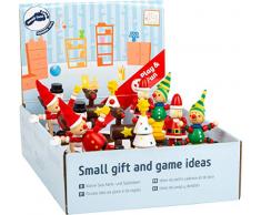 Small Foot 11463 Display Drückfiguren Weihnachten aus Holz, 12er Set, Figuren wackeln lustig beim Drücken Spielzeug, Mehrfarbig