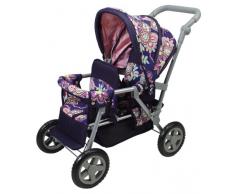 KNORRTOYS.COM 16678 - Zwillingswagen Big Twin - blau mit Blumenmuster