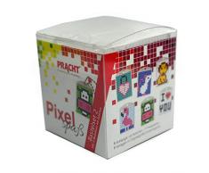 Pracht Creatives Hobby P90007-63501 - Pixel Spaß Bastelset 2, für 6 Medaillons, Schlüsselanhänger, für Kinder, Jungen und Mädchen, ideal als kleines Geschenk, Mitgebsel, für den Kindergeburtstag